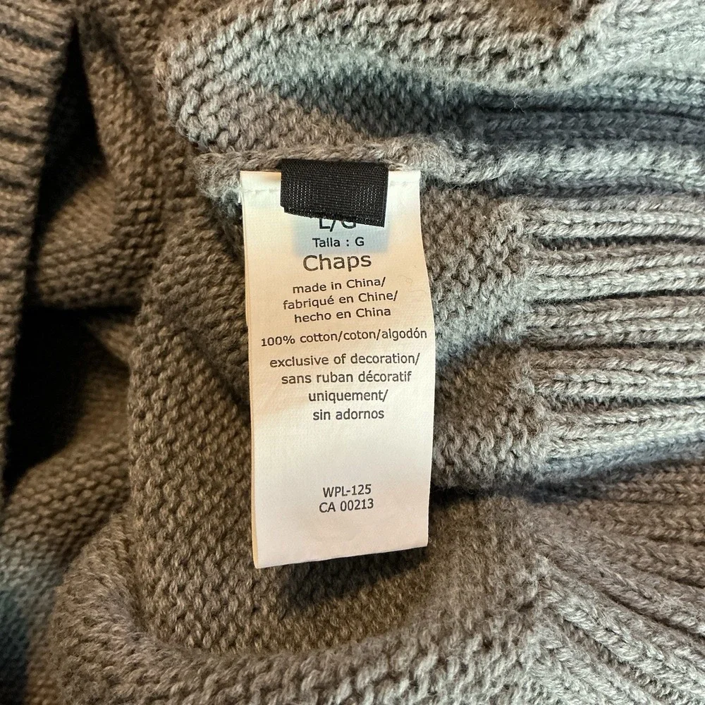 Chaps Ralph Lauren Gray Fair‎ Isle Sweater Classic Winter Knit Size L Holiday